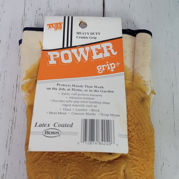 BOSS Power Grip Heavy Duty Latex Coated Crinkle Grip Work Gloves Men's One Size - Picture 8 of 11